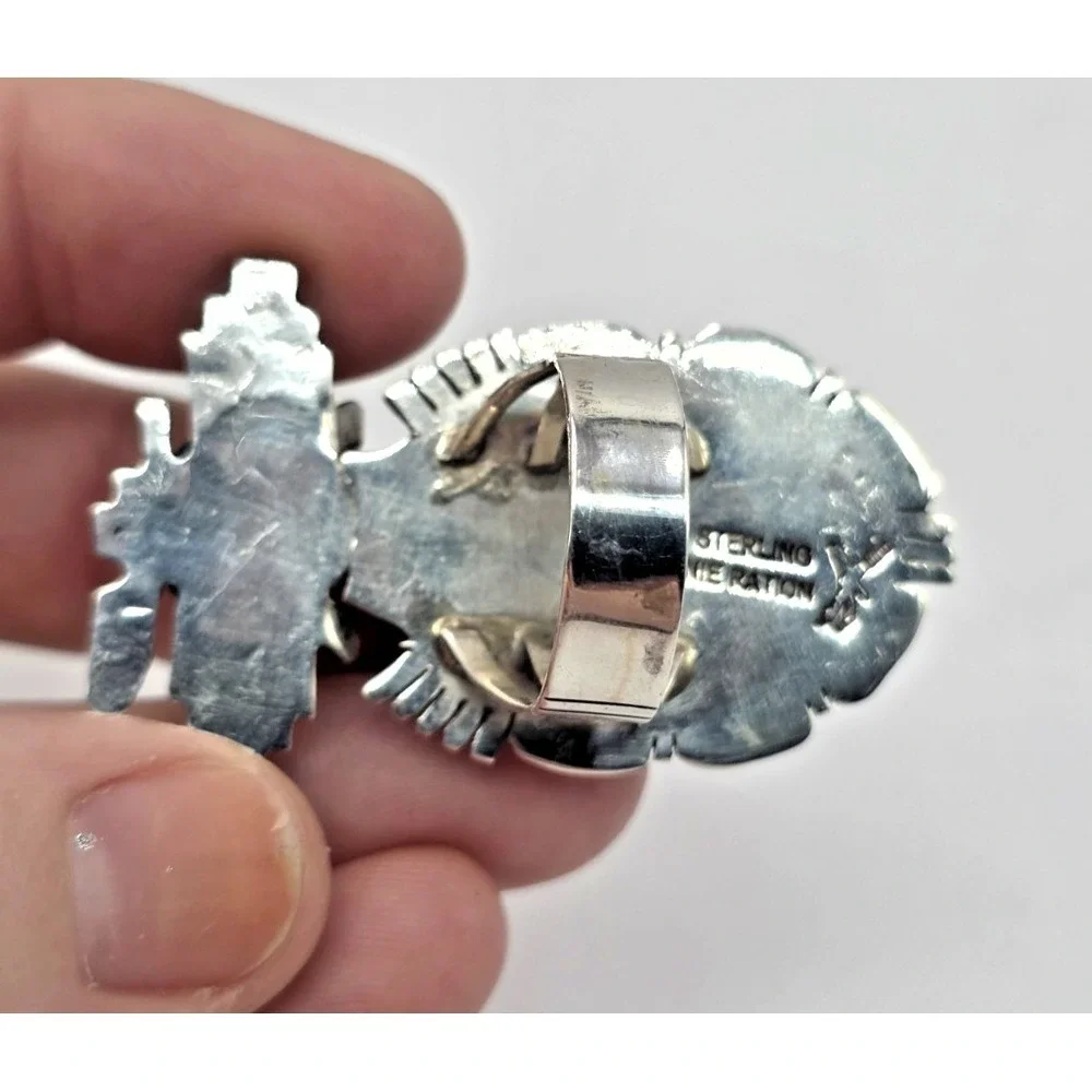 Bennie Ration Sterling Silver Turquoise Ring Size 7‎ Navajo Native 20 Gram NWOT